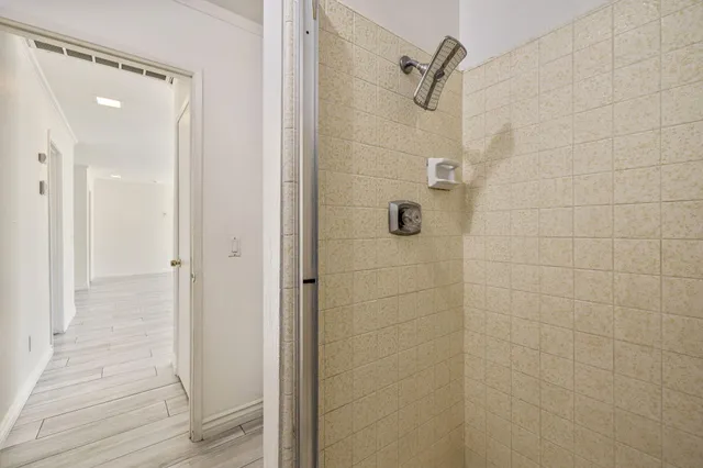 a bathroom with a shower