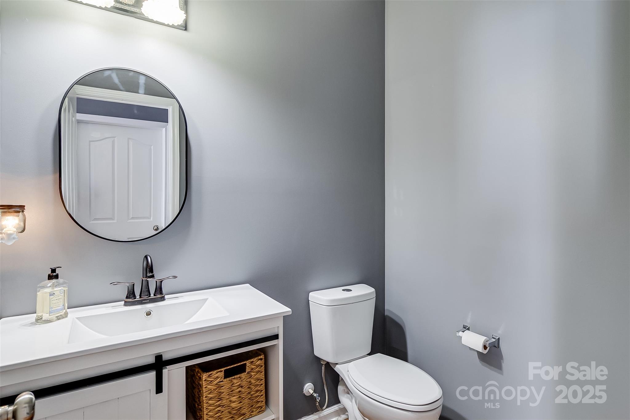 224 Morning Dew Lane Mount Holly, NC 28120 - Photo 25 of 48 a bathroom with a toilet a sink and a mirror