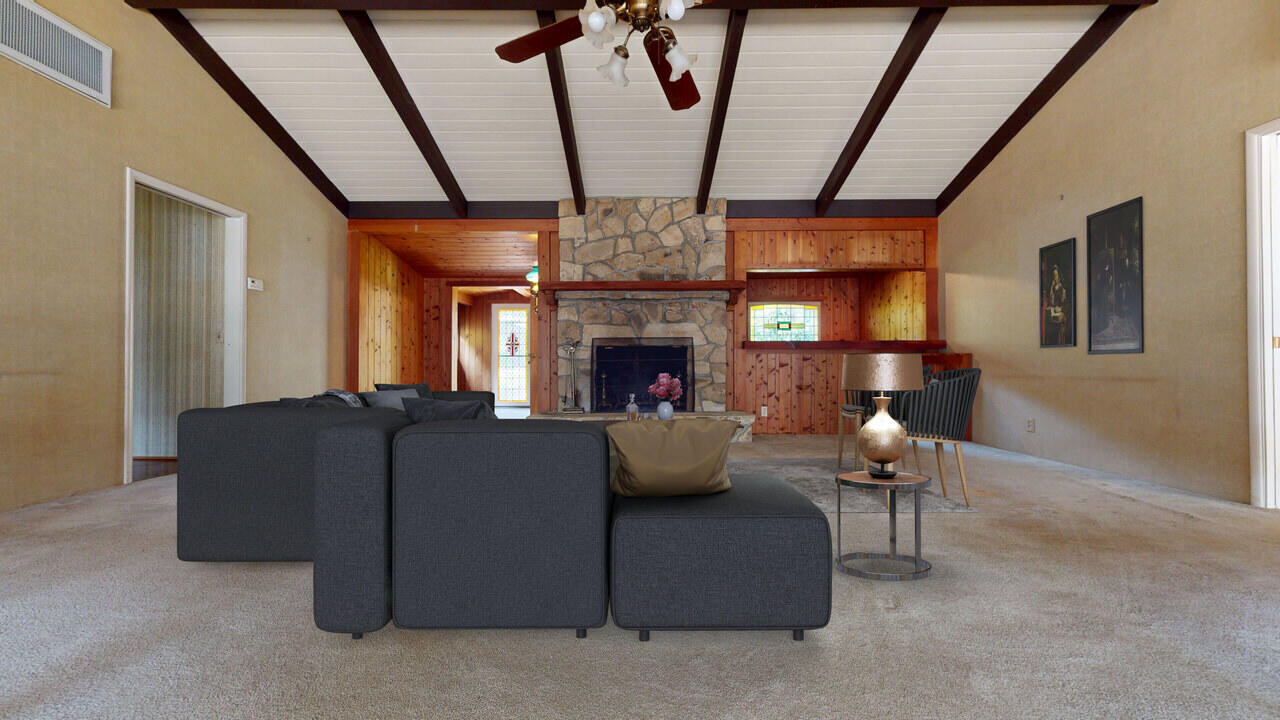 4260 Oak View Road Santa Ynez, CA 93460 - Photo 41 of 98 a living room with fireplace furniture and a chandelier