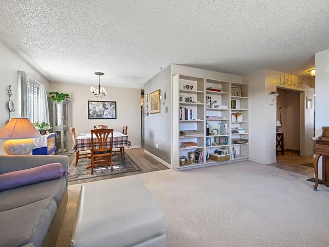 a living room with furniture and gym equipment