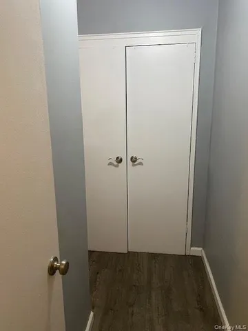 an empty room with a door