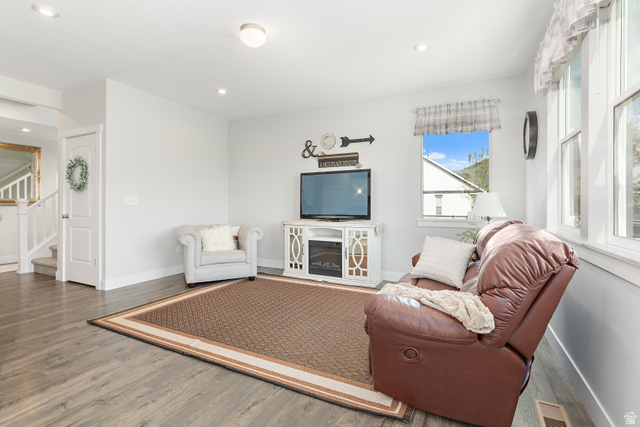 2343 Wysteria Drive Mapleton, UT 84664 - Photo 14 of 30 Living room featuring wood finished floors and recessed lighting