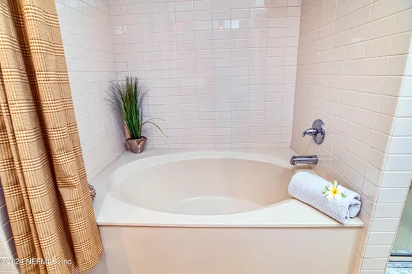 a bathroom with a tub