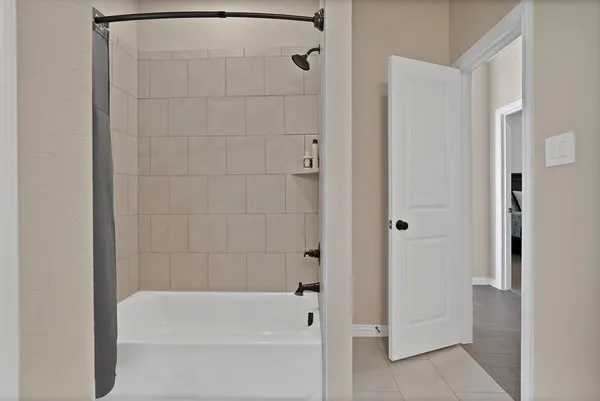 a bathroom with a bathtub