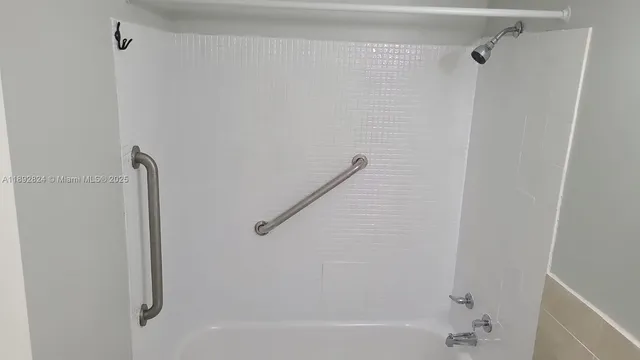 a bathroom with a bathtub