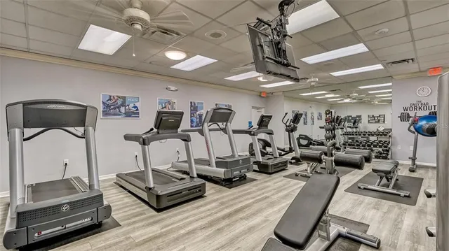 a view of a room with gym equipment