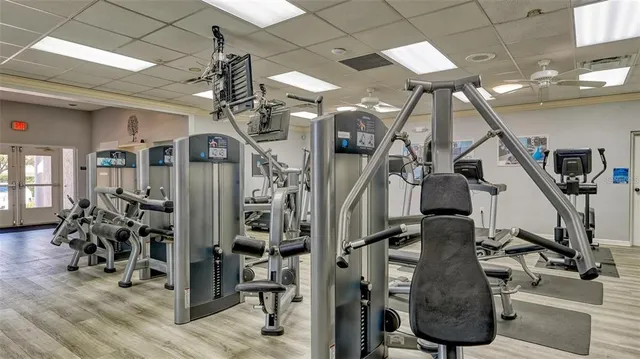 a view of a room with gym equipment