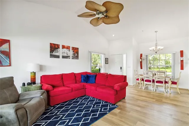 a living room with furniture