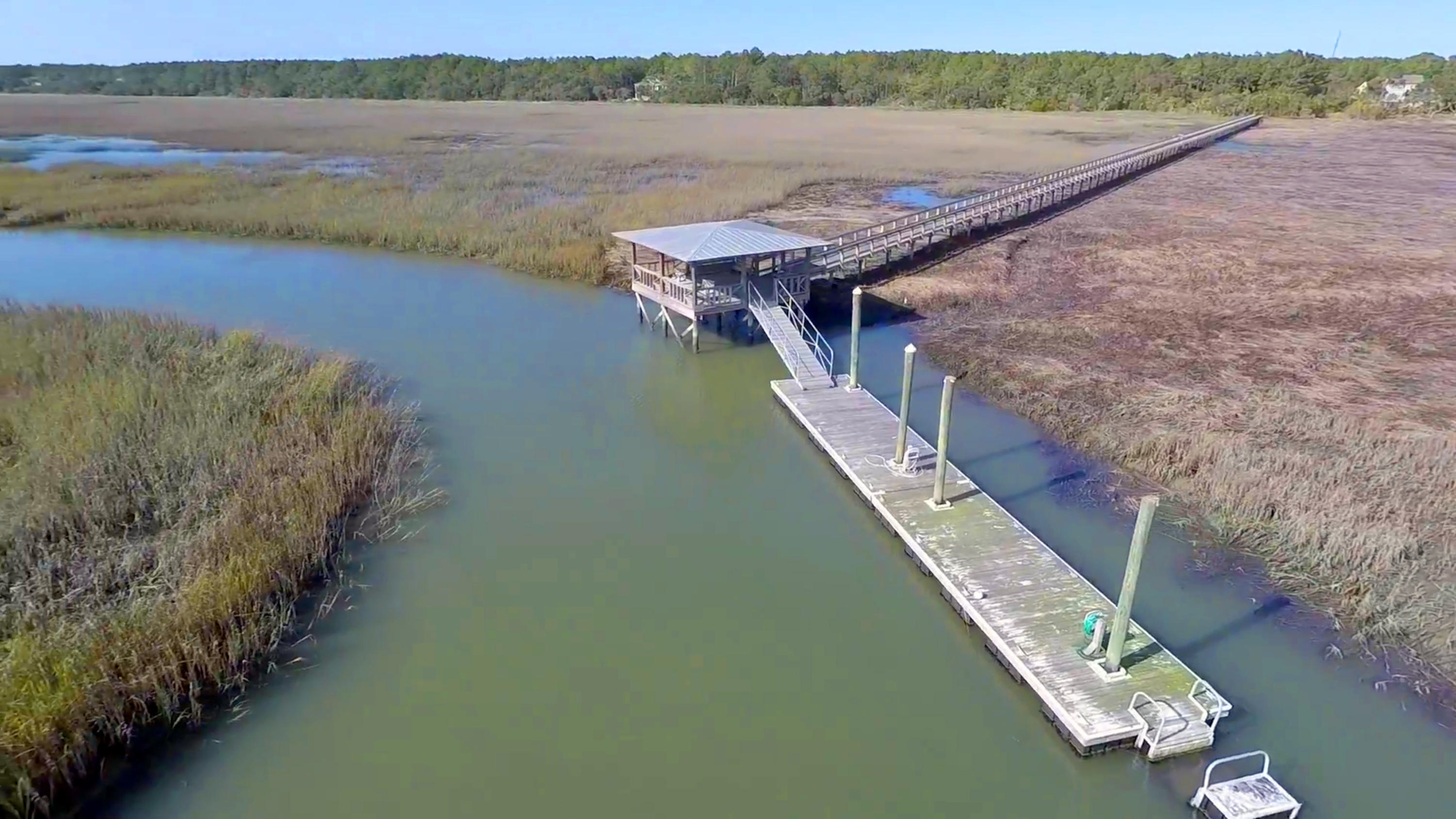 19 Longmarsh Road Awendaw, SC 29429 - Photo 23 of 46 aerial of pierhead and floater