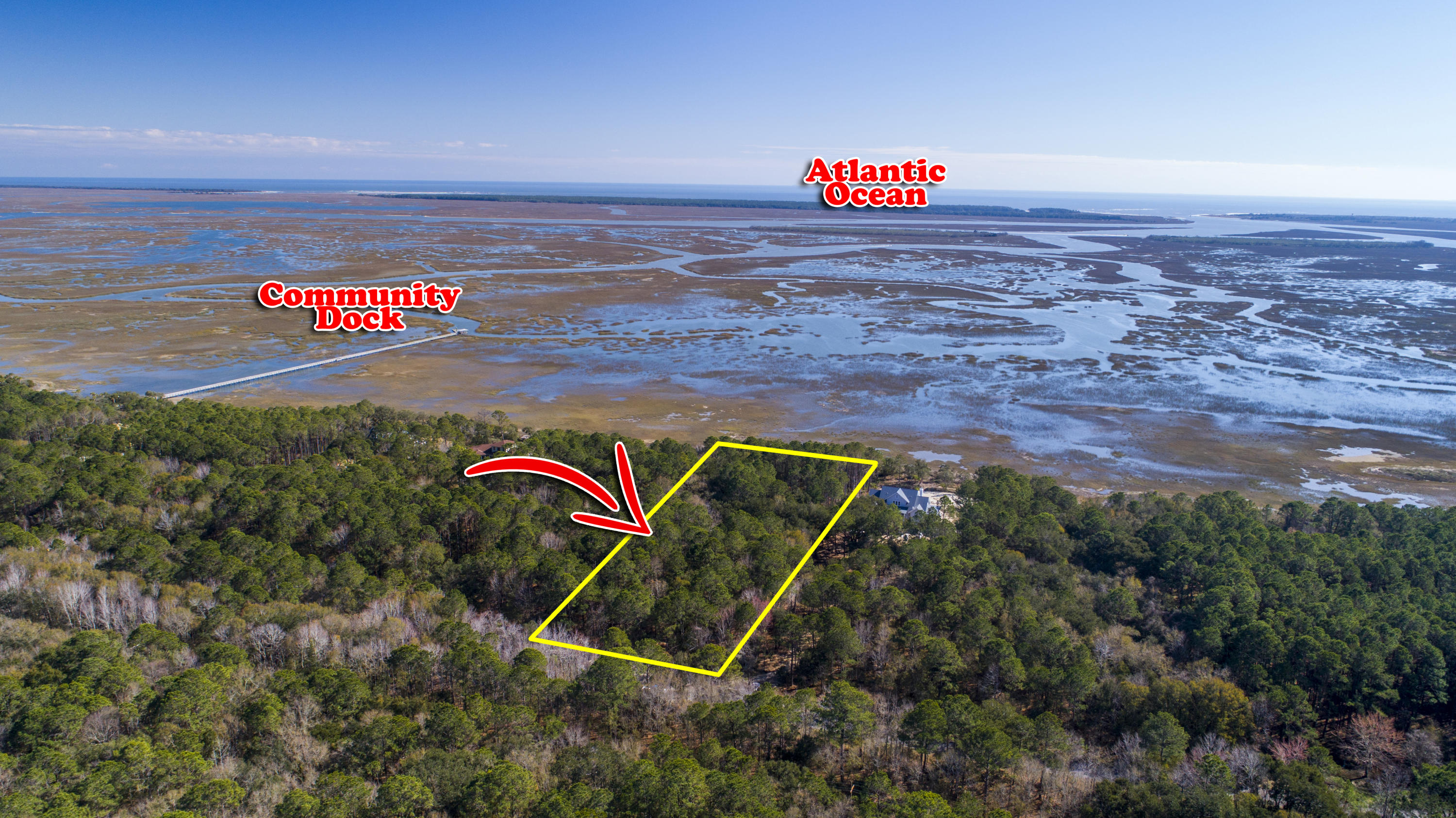 19 Longmarsh Road Awendaw, SC 29429 - Photo 5 of 46 Aerial of intracoastal with lot lines