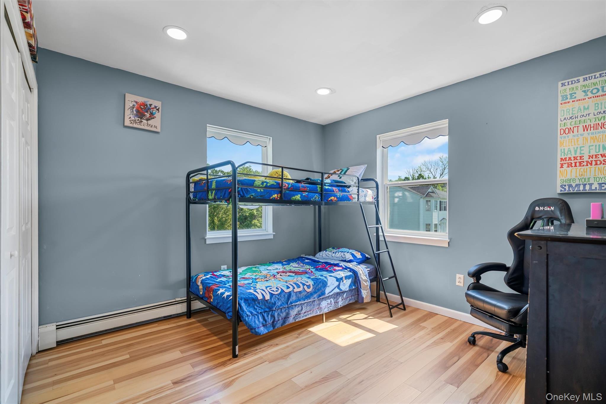 36 Lexington Drive Newburgh, NY 12550 - Photo 32 of 50 Bedroom featuring a baseboard radiator, multiple windows, wood finished floors, recessed lighting, and baseboards