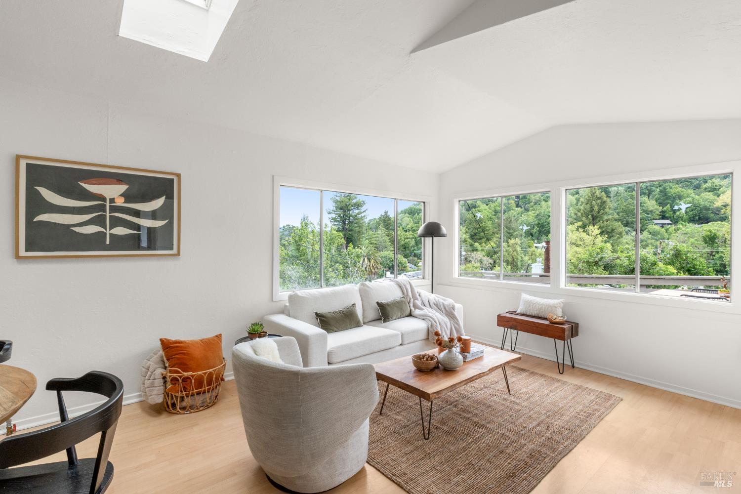 206 Bolinas Road Fairfax, CA 94930 - Photo 11 of 43 Living room with south facing windows, freshly painted.
