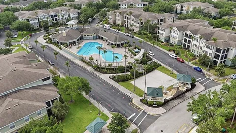 an aerial view of a house
