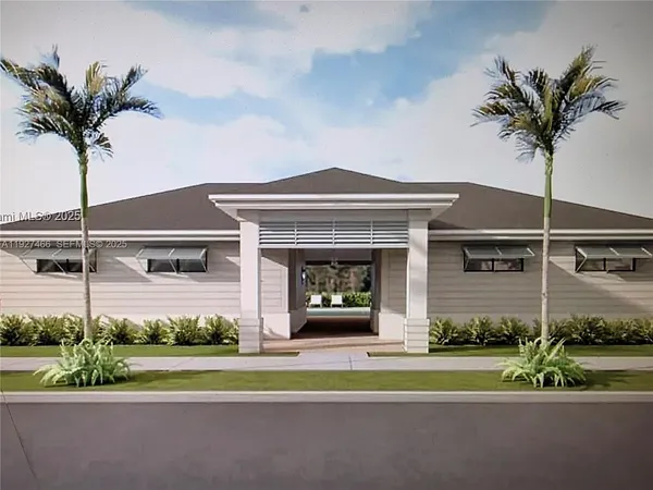 a front view of a house with a garden and plants