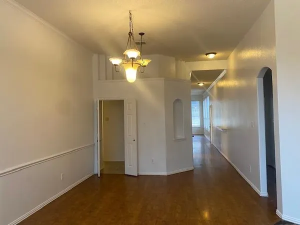 a view of a livingroom with a chandelier