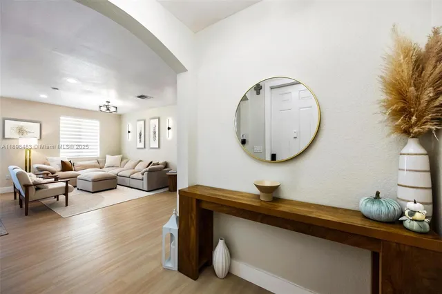 a living room with furniture