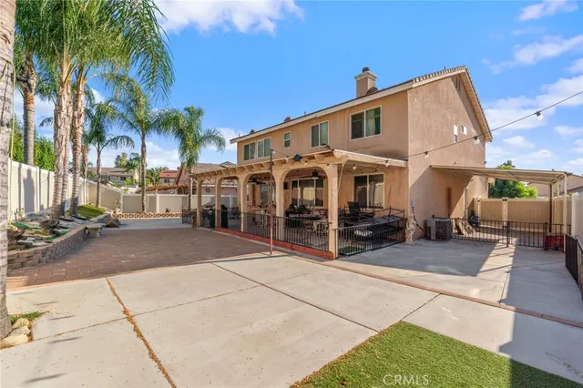 a view of a building with a patio