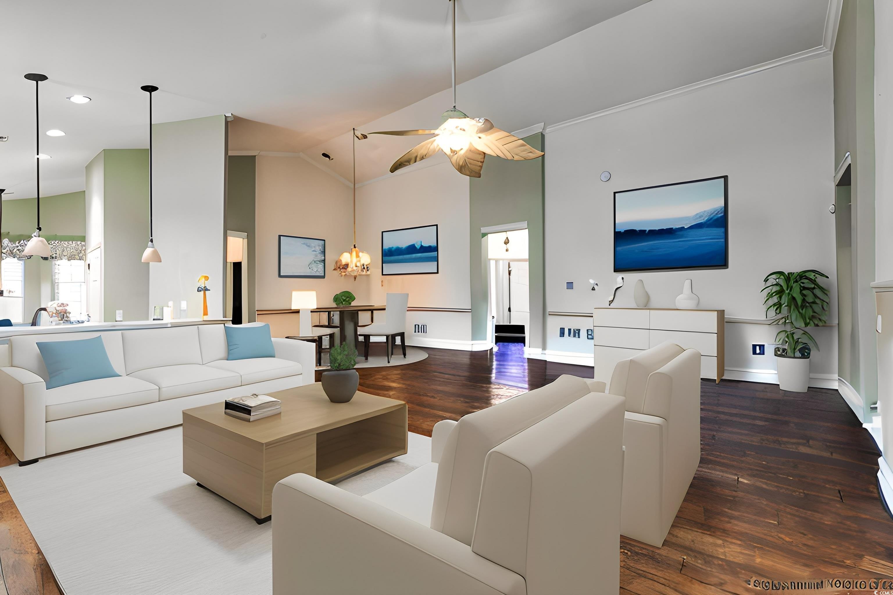854 Laquinta Loop Murrells Inlet, SC 29576 - Photo 10 of 38 Living room featuring ceiling fan with notable cha