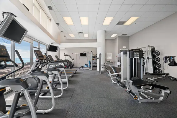 a view of a room with gym equipment