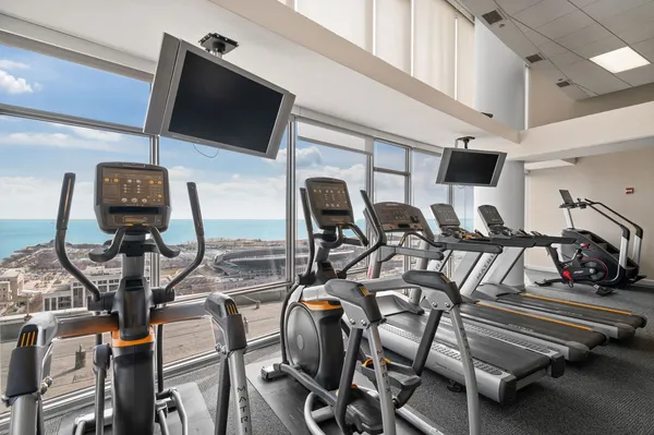 a view of a room with gym equipment
