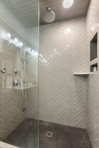 a bathroom with shower