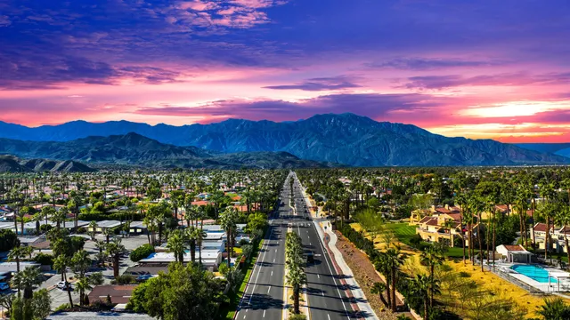 a view of city and mountain