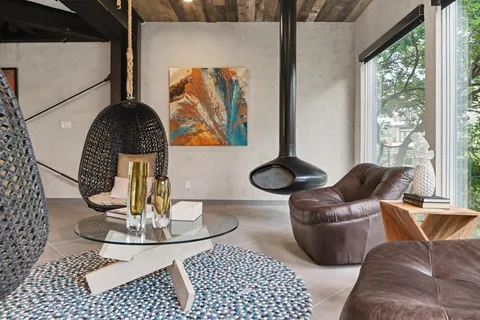 a living room with furniture