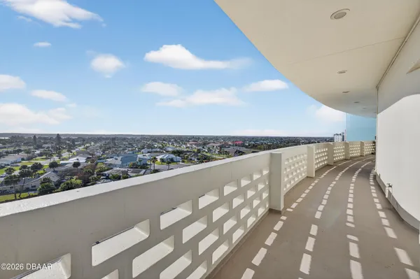 a view of balcony with city view