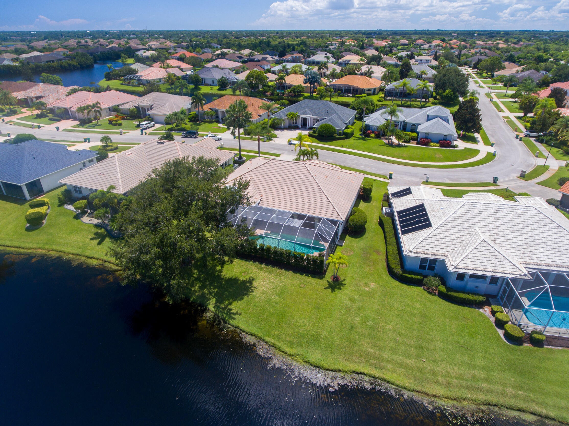 4130 Stoney Point Road Melbourne, FL 32940 - Photo 39 of 40 an aerial view of residential house with outdoor space and swimming pool