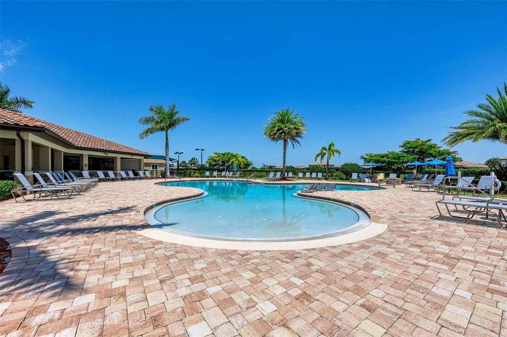 424 Winding Brook Lane, Unit 104 Bradenton, FL 34212 - Photo 60 of 72 a swimming pool with outdoor seating and yard