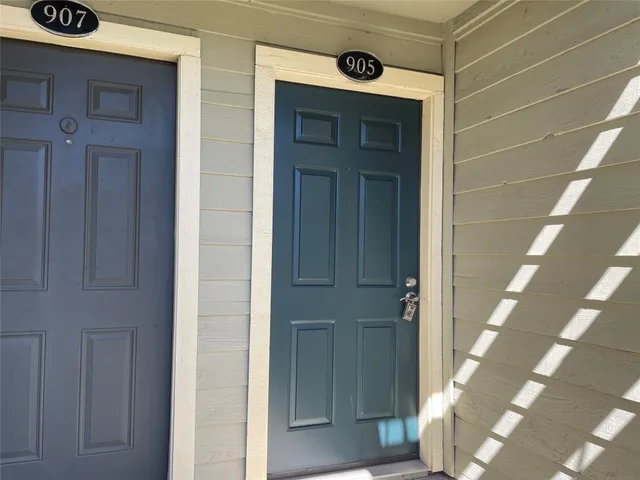 a view of a wooden door