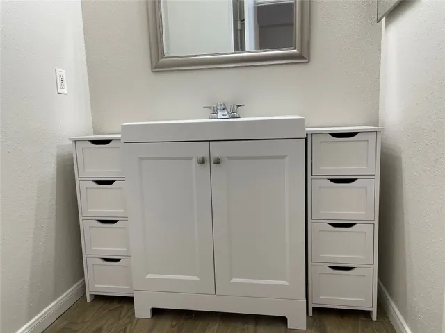 a bathroom with a bathtub