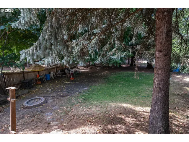 a backyard of a house with lots of green space