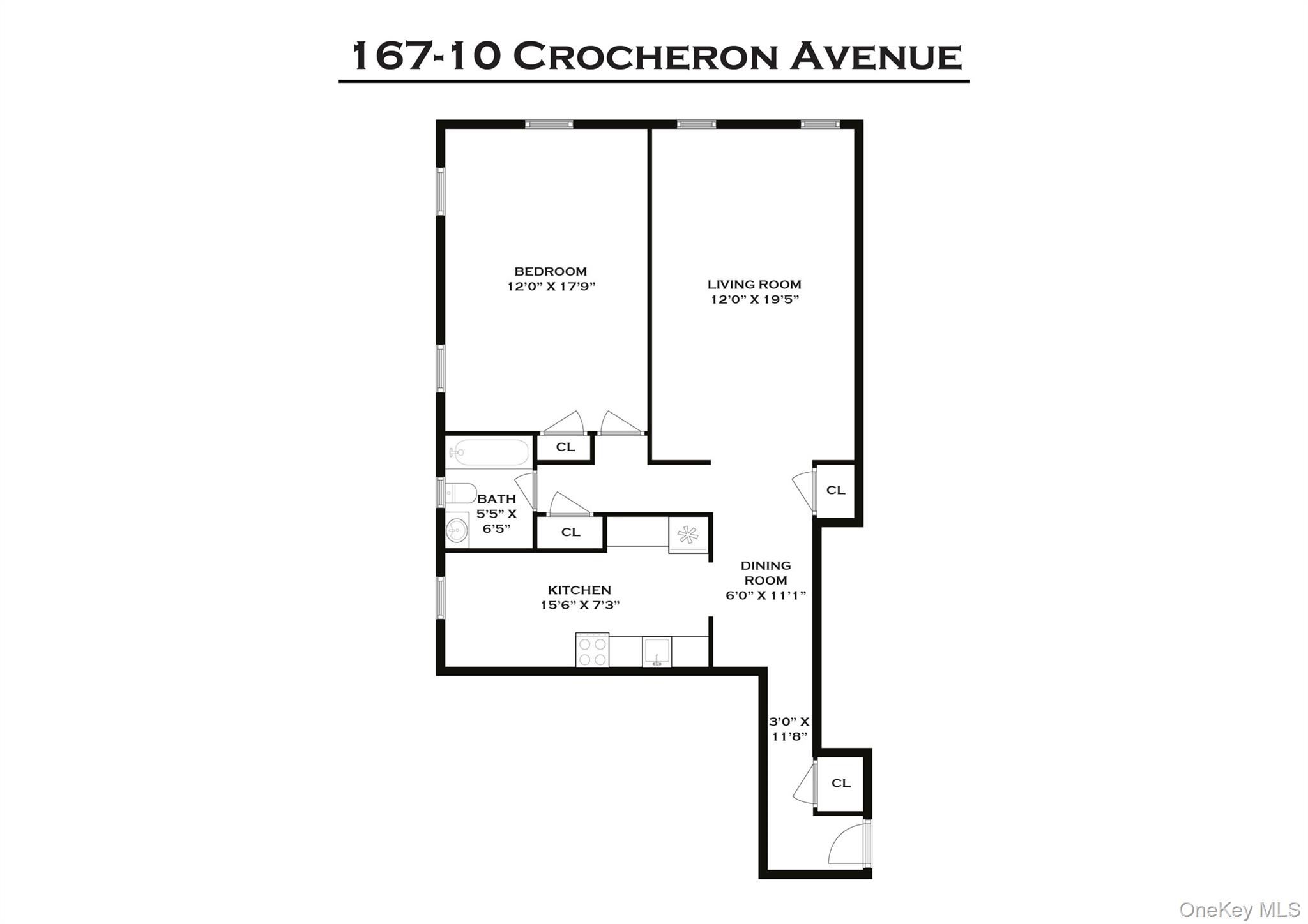 167-10 Crocheron Avenue, Unit 1F Queens, NY 11358 - Photo 16 of 16 a picture of a floor plan