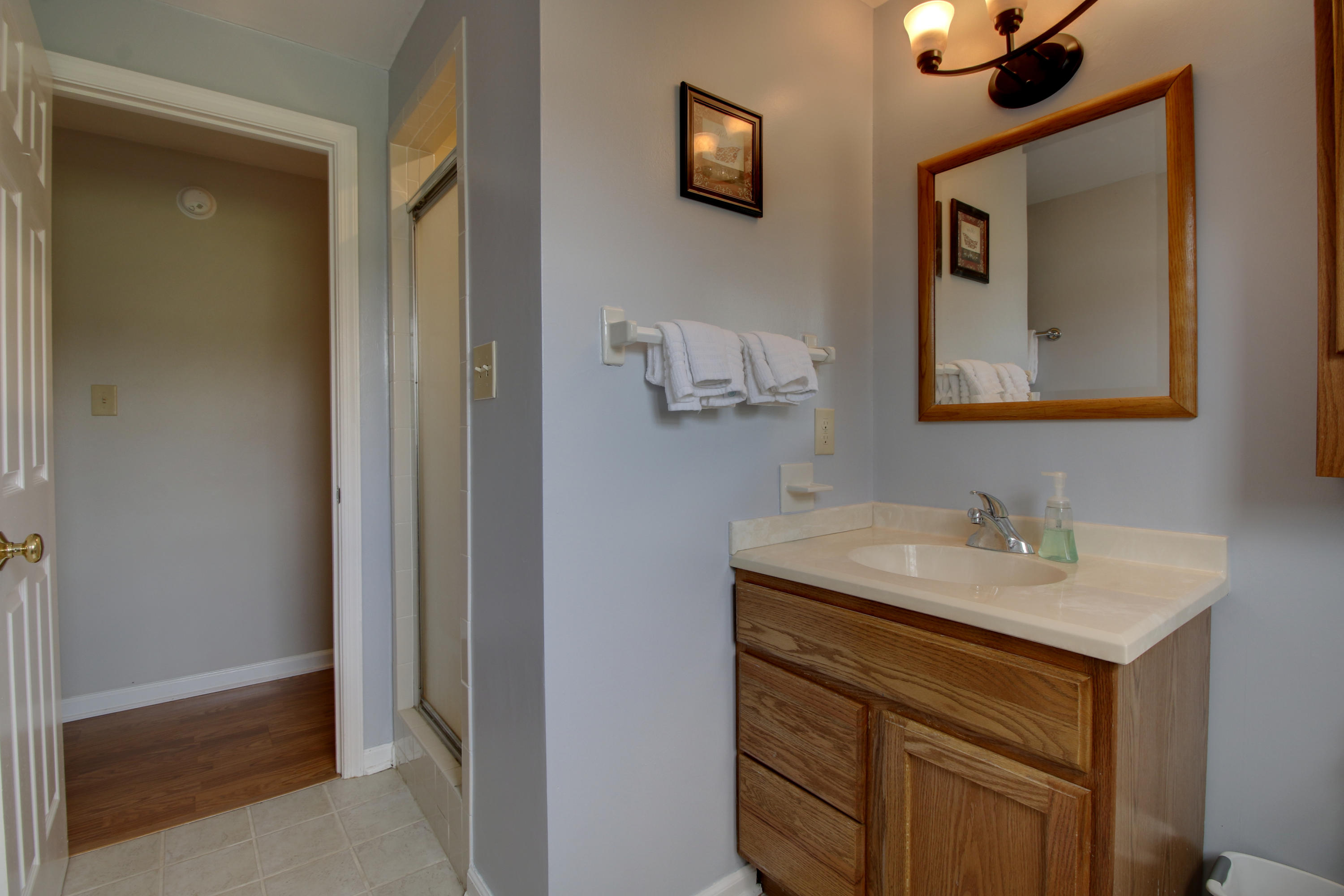 6704 Trevilian Road Roanoke, VA 24019 - Photo 42 of 46 a bathroom with a sink and a mirror