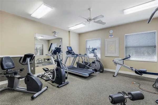 a room with gym equipment