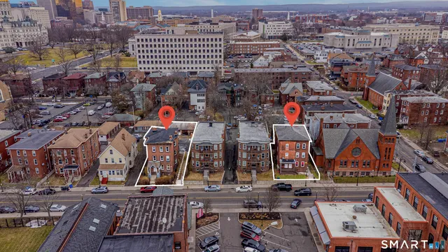 an aerial view of multiple house