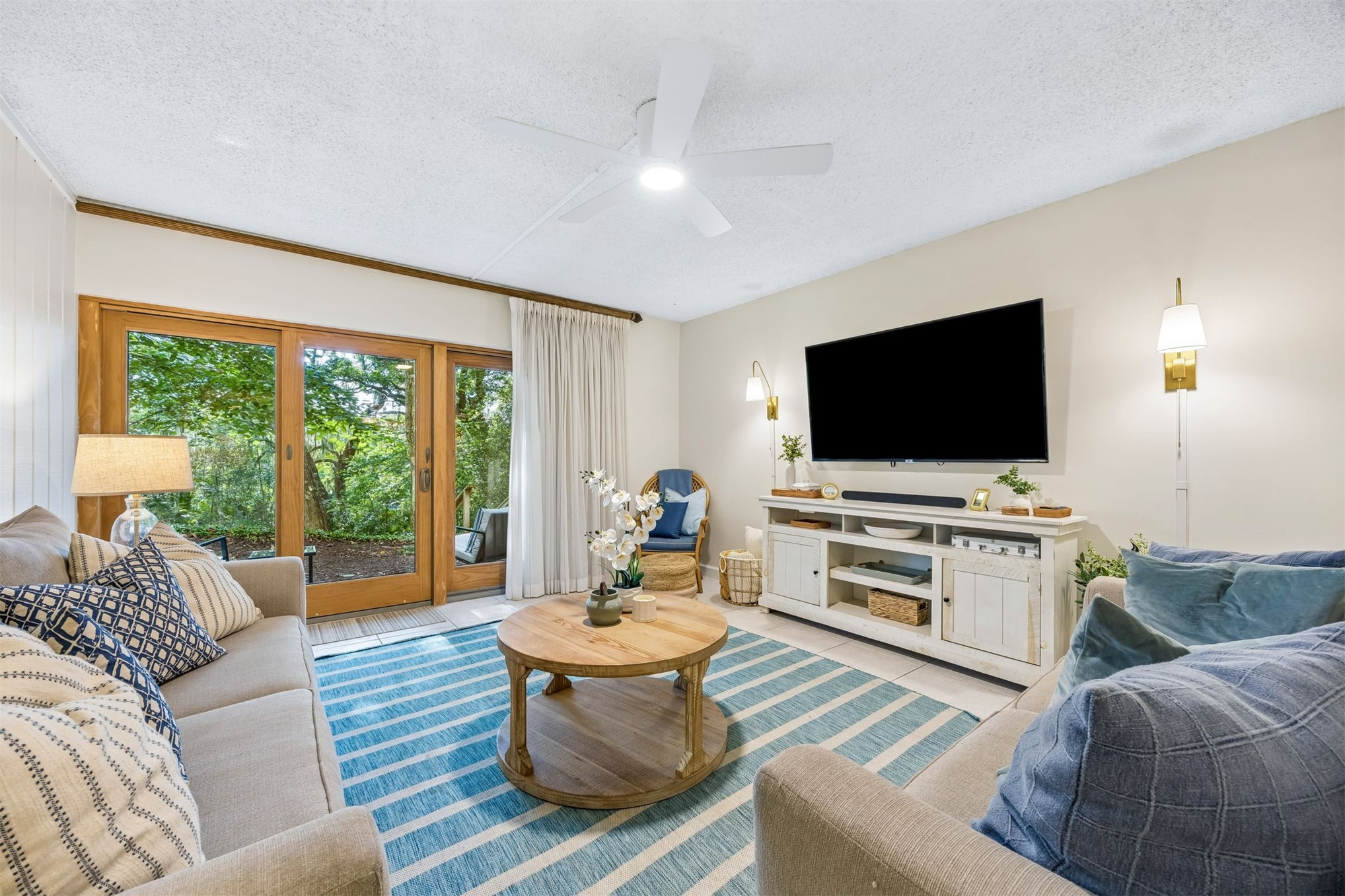 2014 Beachwood Road, Unit 2014 Amelia Island, FL 32034 - Photo 5 of 36 a living room with furniture and a flat screen tv