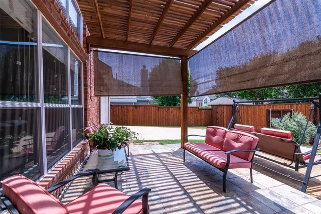 a outdoor space with patio lots of furniture