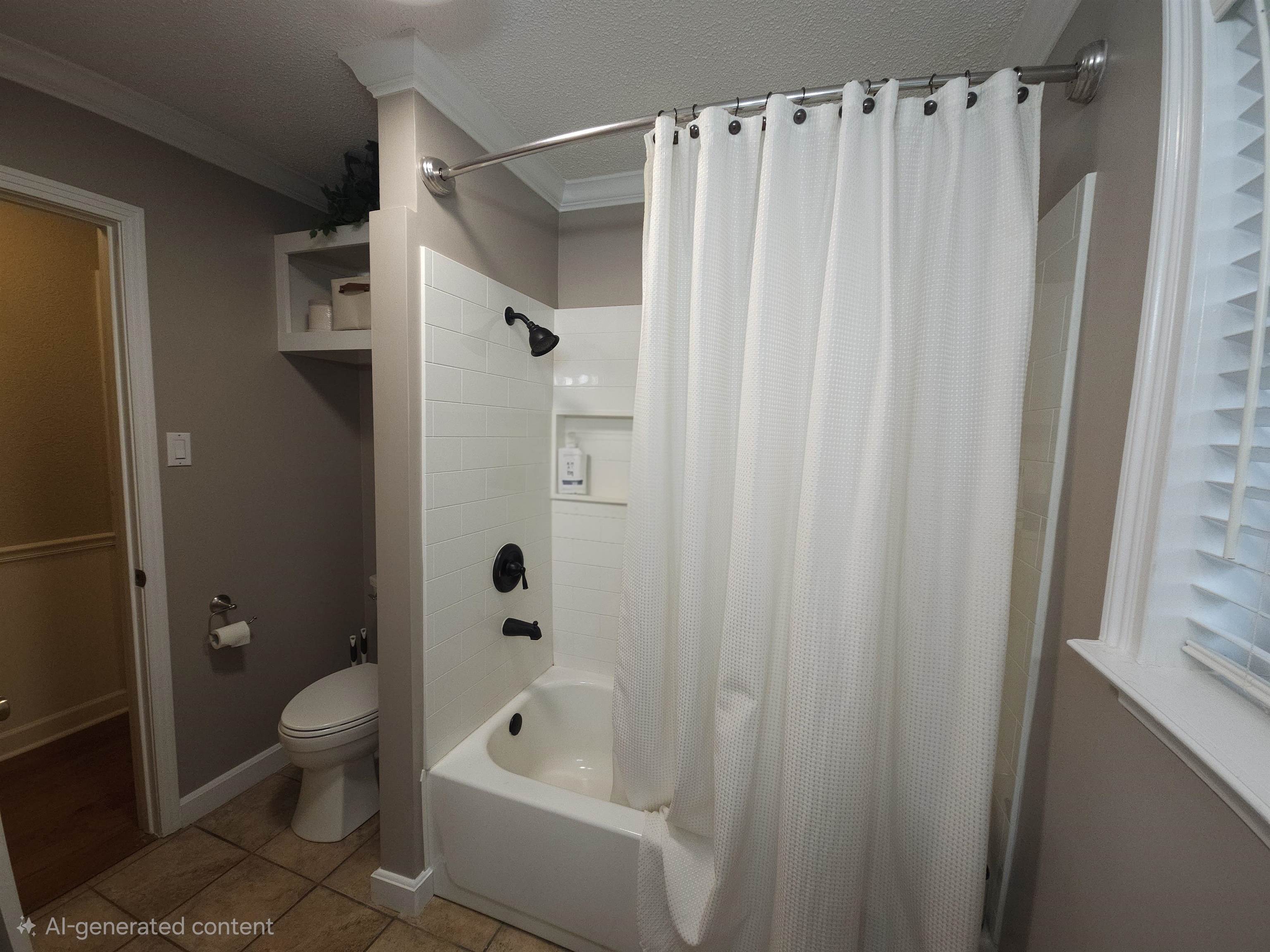 3920 Antioch Highway 51 Road Covington, TN 38019 - Photo 17 of 25 a bathroom with a shower curtain a toilet a sink and a shower