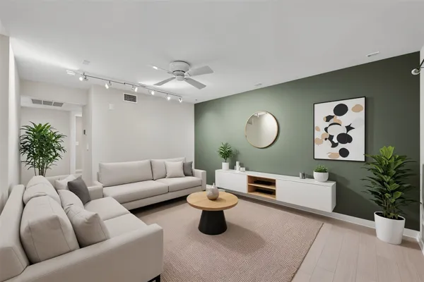 a living room with furniture