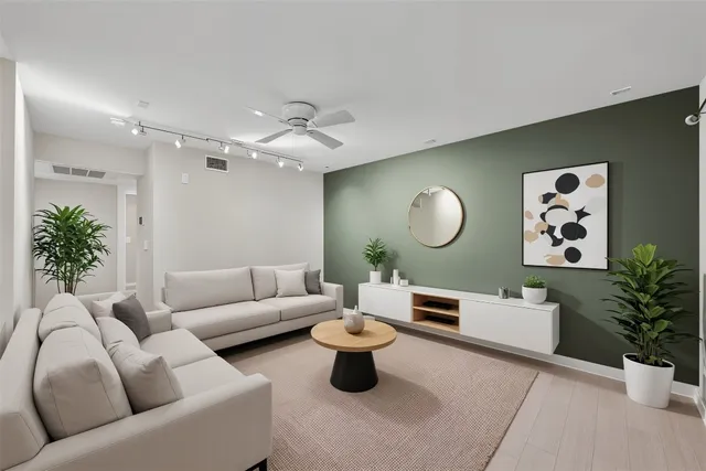 a living room with furniture