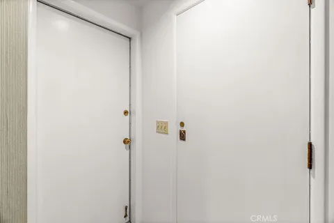 a view of a yard with plants and a bench under an umbrella