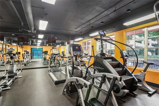 a view of a room with gym equipment