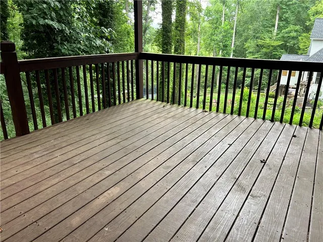 a view of wooden deck