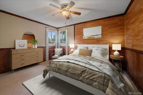 a bedroom with a bed dresser and a window