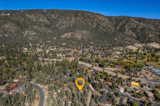 a view of a water with a mountain