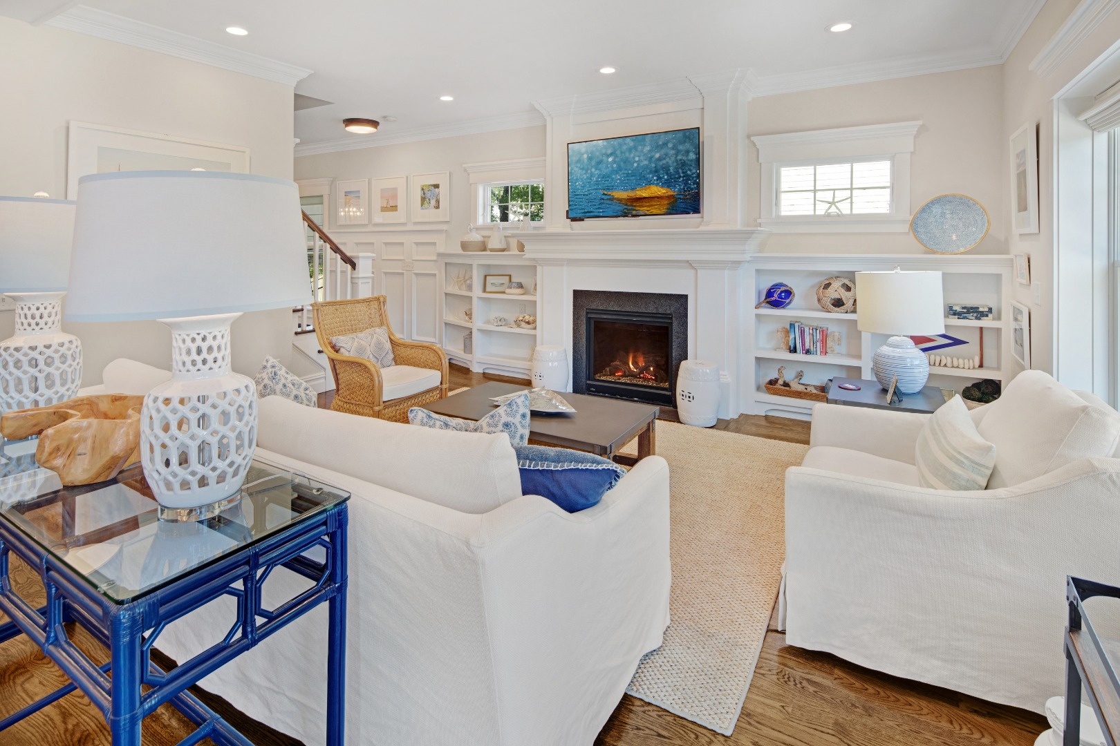 53 Pinehurst Road Edgartown, MA 02539 - Photo 11 of 26 a living room with furniture and a fireplace