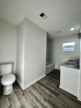 a bathroom with a sink toilet and vanity