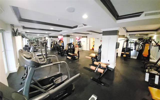 a view of a room with gym equipment